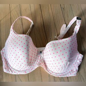 New Victoria’s Secret Body By Victoria Lined Demi 38D Pink Polka Dots